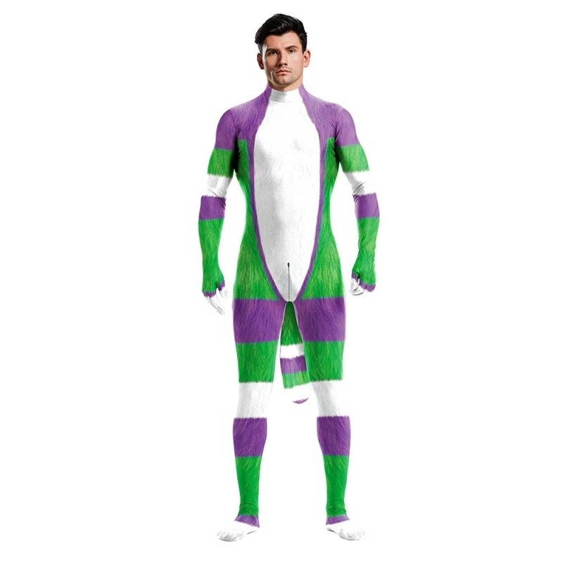 CosplayBoys Combinaison Cosplay Cartoon Blanc-Vert-Violet